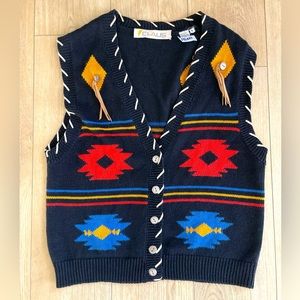 CHAUS Vintage black Aztec Women’s Vest Size Medium